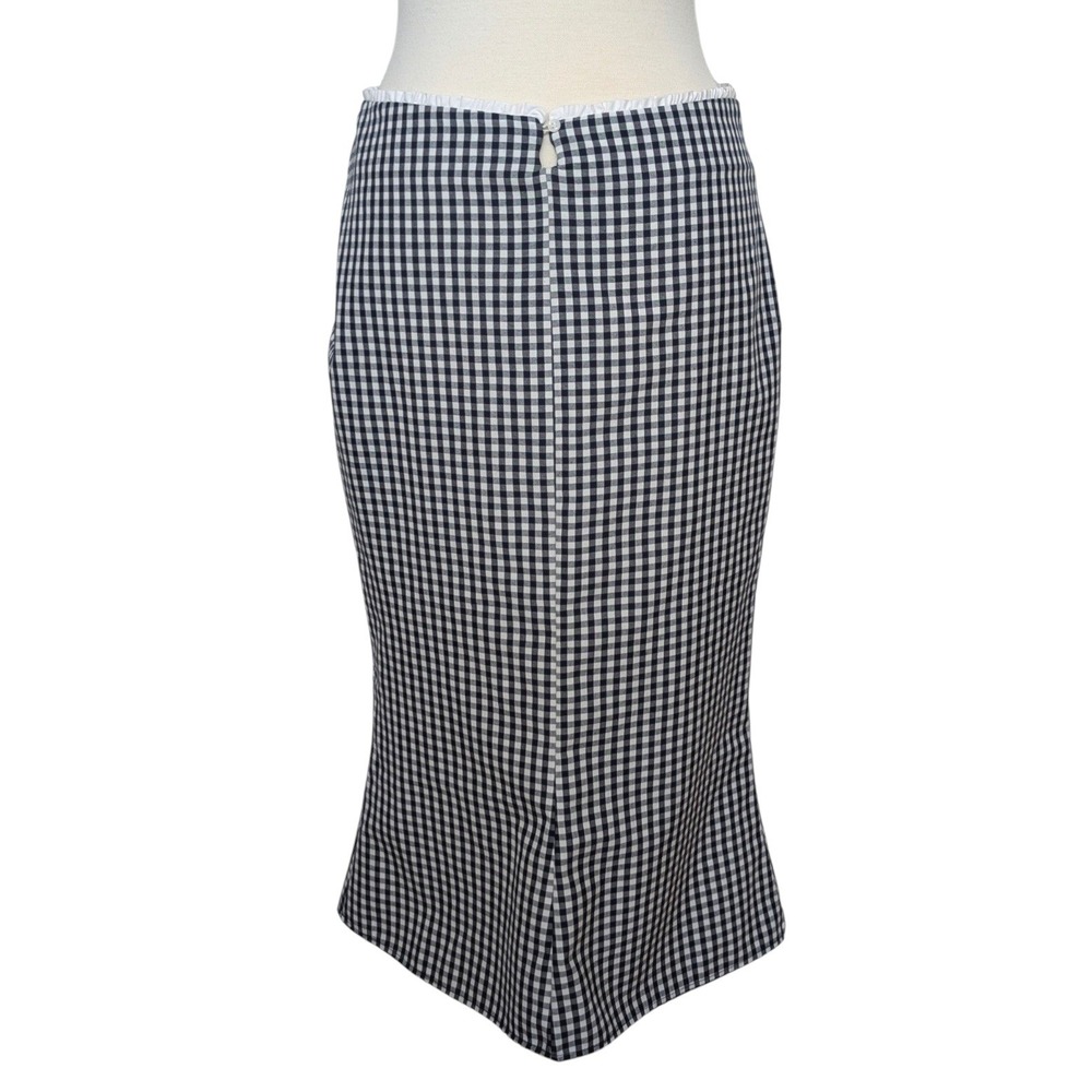 Zara Navy White Gingham Midi Skirt Womens US 5 Cottagecore Preppy